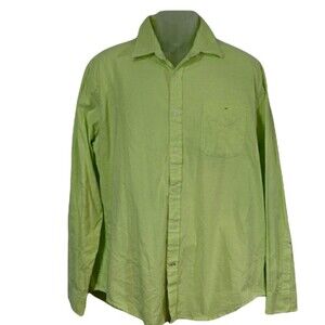 John Bartlett Consensus Fluorescent Green Button Down 100% Cotton Shirt LG